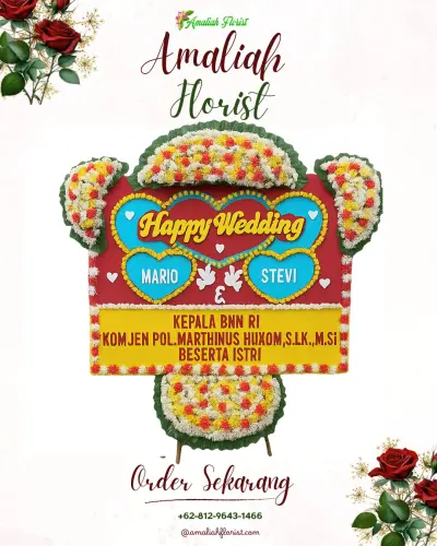 Karangan Papan Bunga Pernikahan di Kedis